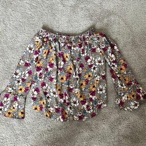 Off the shoulder flared sleeve blouse